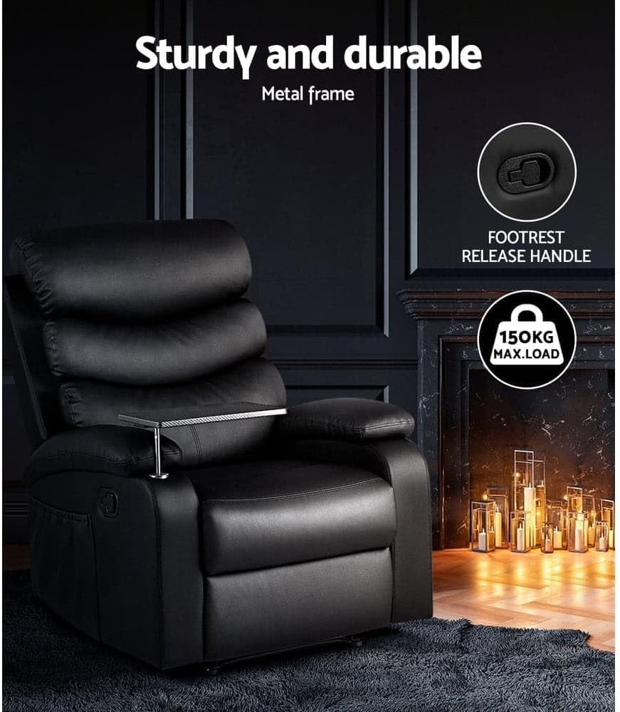 Artiss Recliner Chair Black Leather Lounge Sofa Armchair, Home Furniture Health Personal Care, Adjustable Backrest Footrest Rocking Nursing Feeding Single Couch