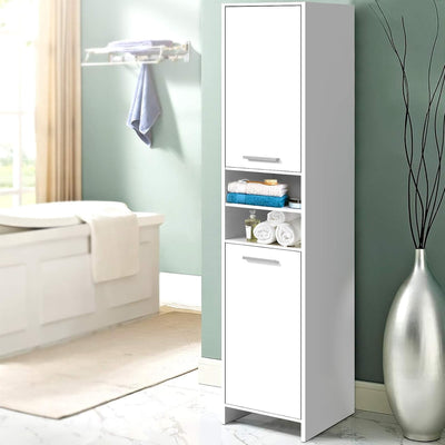 Bathroom Storage Cabinet, 185Cm Tall Adjustable Cupboard Side Table Corner Shelf