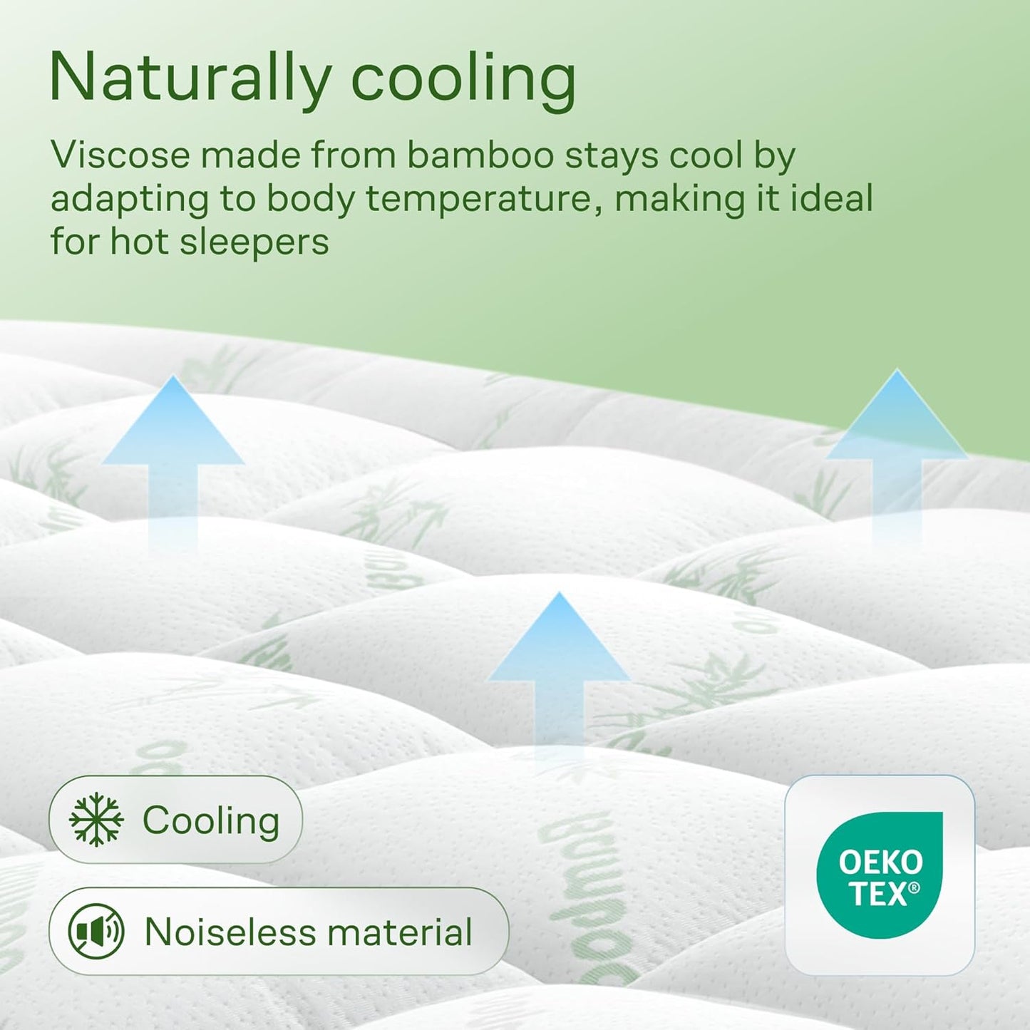 Bamboo Queen Mattress Topper - Thick Cooling Breathable Pillow Top Mattress Pad for Back Pain Relief - Deep Pocket Topper Fits 8-20 Inches Mattress (Bamboo, Queen 60X80 Inches)