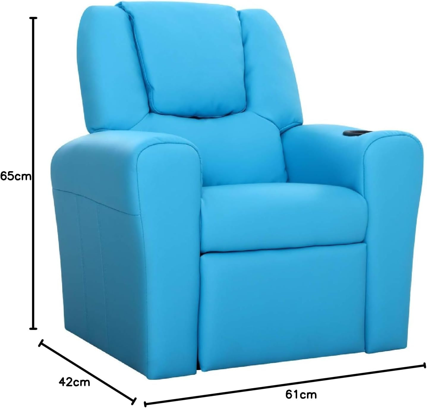 Keezi Kids Recliner Chair, PU Leather Sofa Couch Armchair Loungefly Outdoor Lounge Chairs Home Bedroom Living Room Playroom Children Furniture, Thick Foam Padding Adjustable Precise Recline Blue