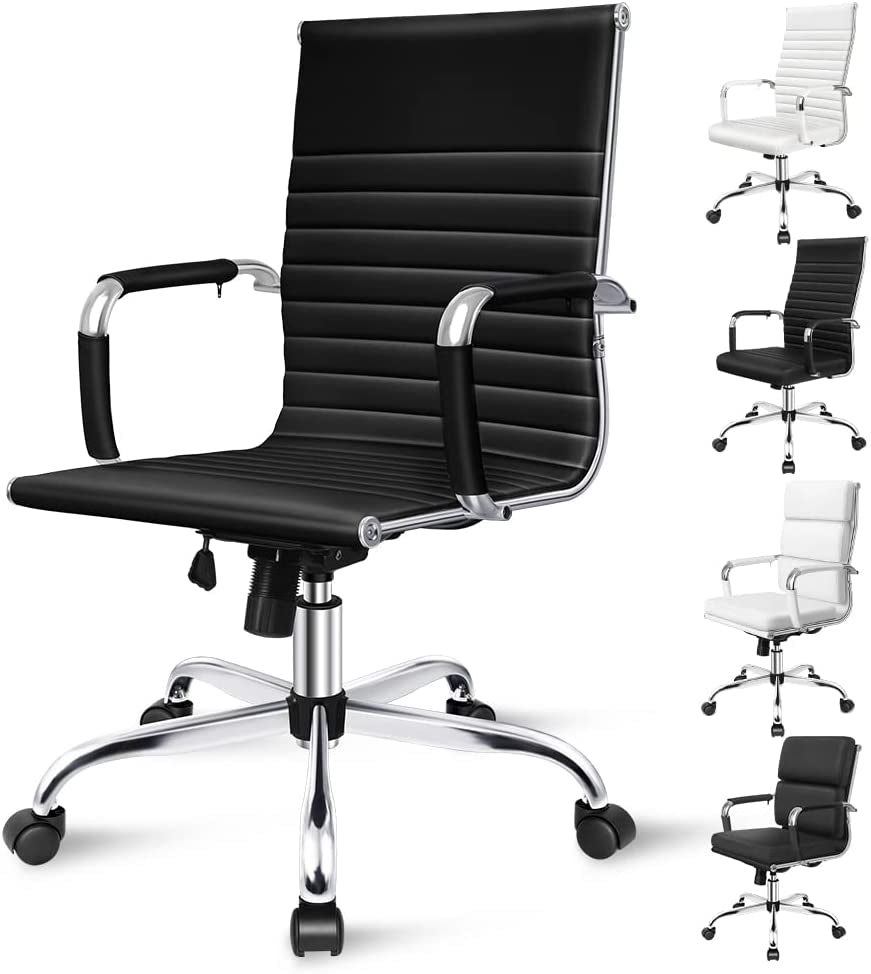 ALFORDSON Office Chair with Height Adjustable SGS Listed Gas Lift, PU Leather Home Ergonomic Desk Chair with Removable Armrest Cover, Padded Computer Chair for Gaming, Max 150Kg(Mid Back Esmae Brown)