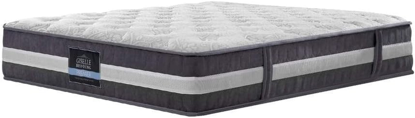 Giselle Bedding Queen Mattress Bed Mattresses Innerspring Foam 30Cm Thickness, with 7-Zone Pocket Spring System and Breathable Euro Top, 5Yrs Warranty, Medium Firm, White + Greywith Vacuum Packed