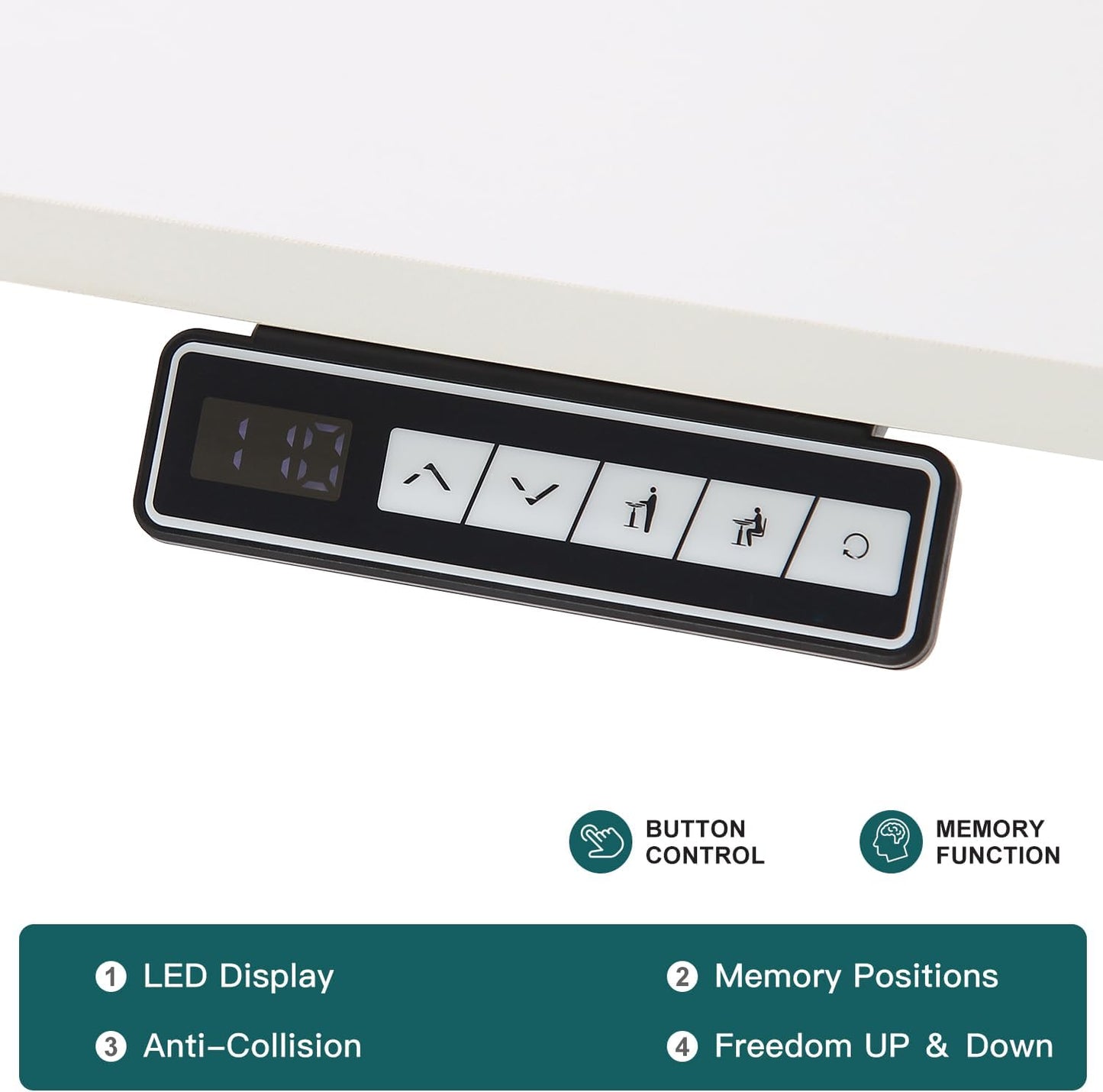 Height Adjustable Electric Standing Desk,160 X 70Cm Splice-Piece Board,Rising Home Office Computer Table with Memory Controller (White, 160 X 70Cm)