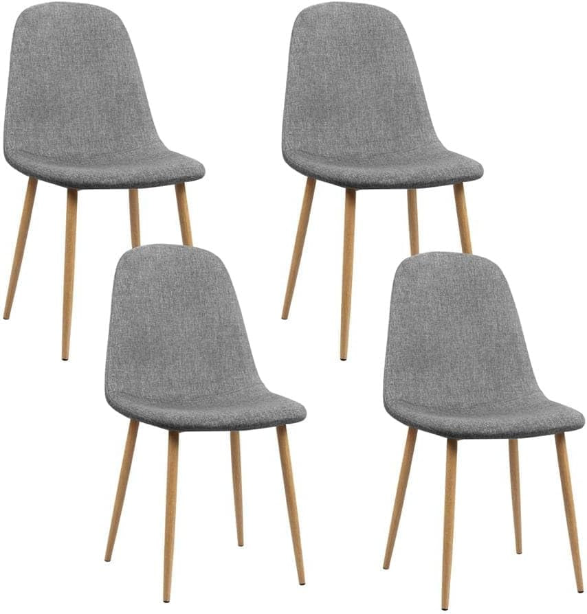 Artiss Dining Chairs Set of 4 Grey Esright Kitchen Chair Nursing Seats Reading Seating Home Living Room Bedroom Cafe Office Furniture, Faux Linen Fabric, in 44Cm Seat Height