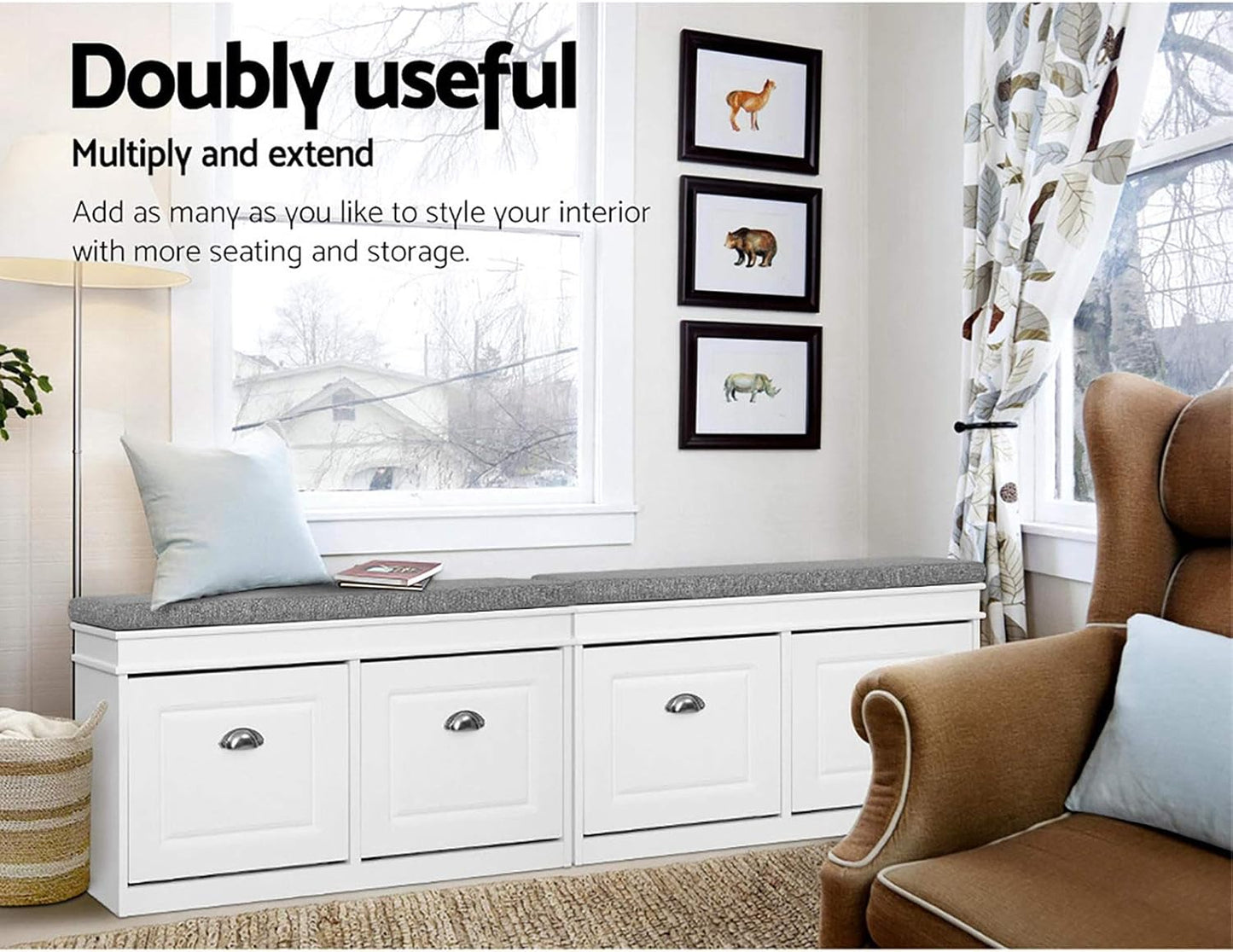 Artiss Shoe Cabinet Bench Storage Rack Organiser Drawer White Shelf Organizer Holder Display Closet Stand Furniture Cupboard Space Saver Room Compartment Case Hanger Shelving Wardrobe Caddy