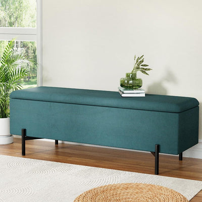 Storage Ottoman Blanket Box Bench 140Cm Large Seat Chest Velvet Green