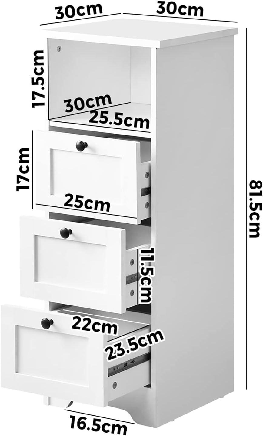 Oikiture Sideboard Bathroom Cabinet with 3 Drawers