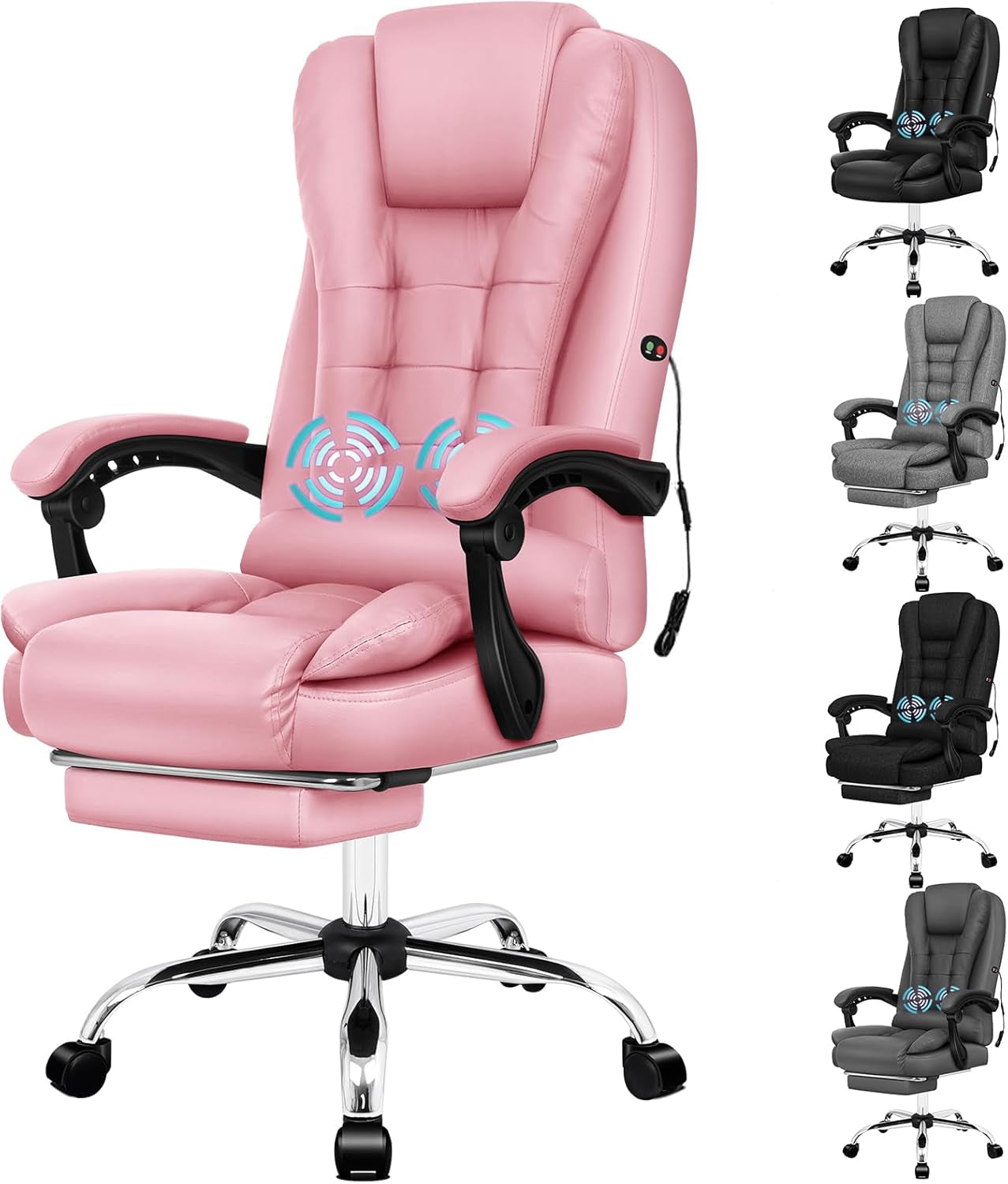 ALFORDSON Executive Office Chair High Back Massage with Footrest, Ergonomic Computer Chair Home Desk Chair, Video Game Recliner Gaming Chairs, 180Kg Capacity (Fabric Black)