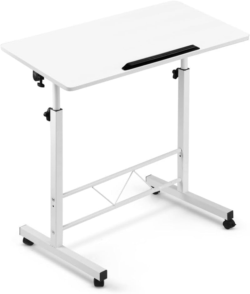 Artiss Laptop Table, Small Stand Desk Desktop Computer Standing Study Desks Bed Side Tables Home Office Travel Studio Furniture, Portable Wooden 360° Rotating Lockable Caster Wheels Dark Wood