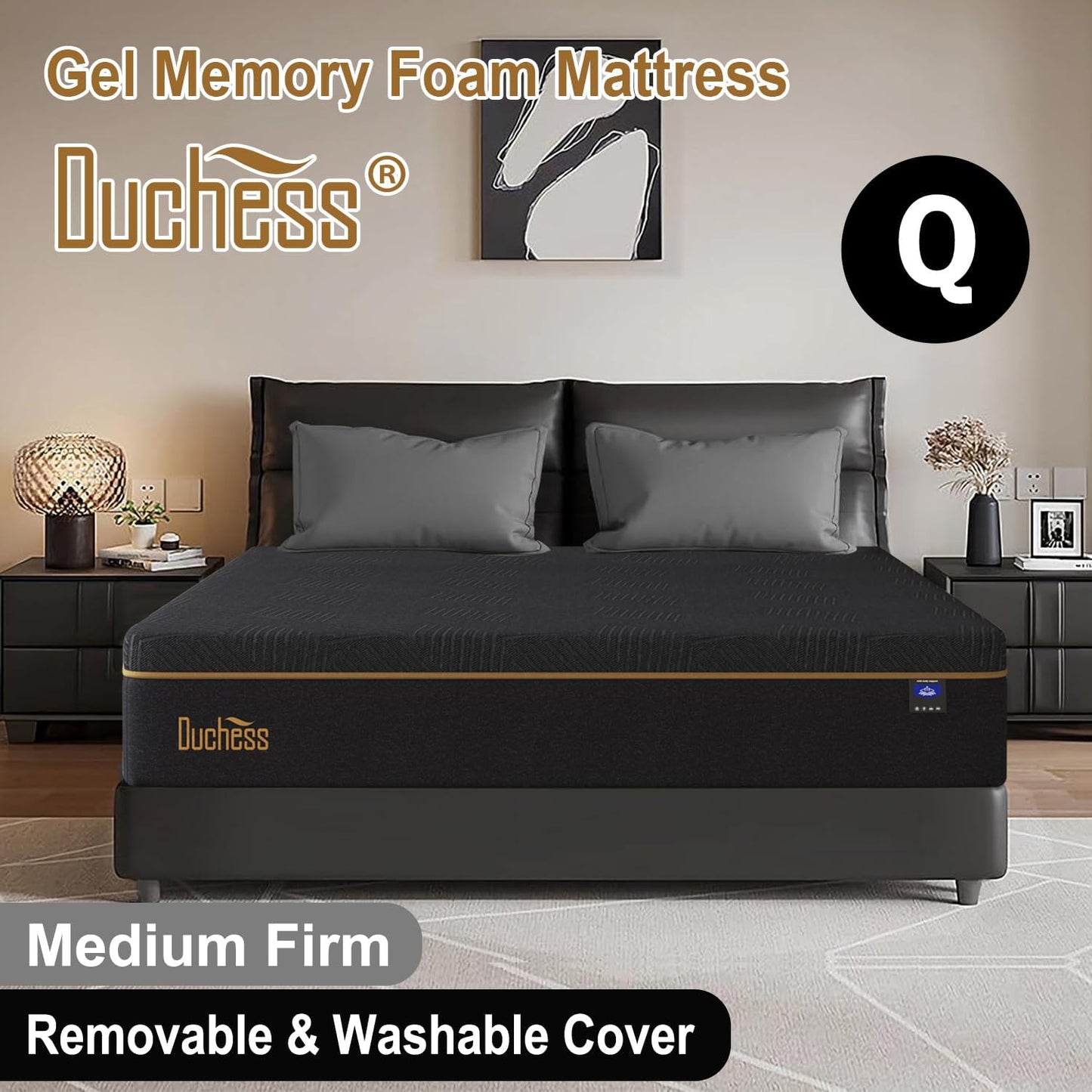 Duchess Mattress Queen Size,Gel Memory Foam Mattress in a Box for Cool Sleep & Motion Isolation Pressure Release and Comfortable Sleep