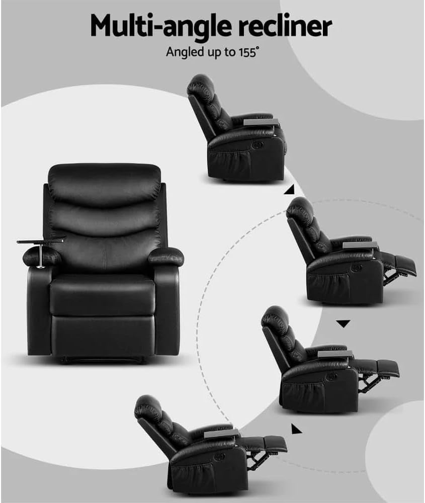 Artiss Recliner Chair Black Leather Lounge Sofa Armchair, Home Furniture Health Personal Care, Adjustable Backrest Footrest Rocking Nursing Feeding Single Couch