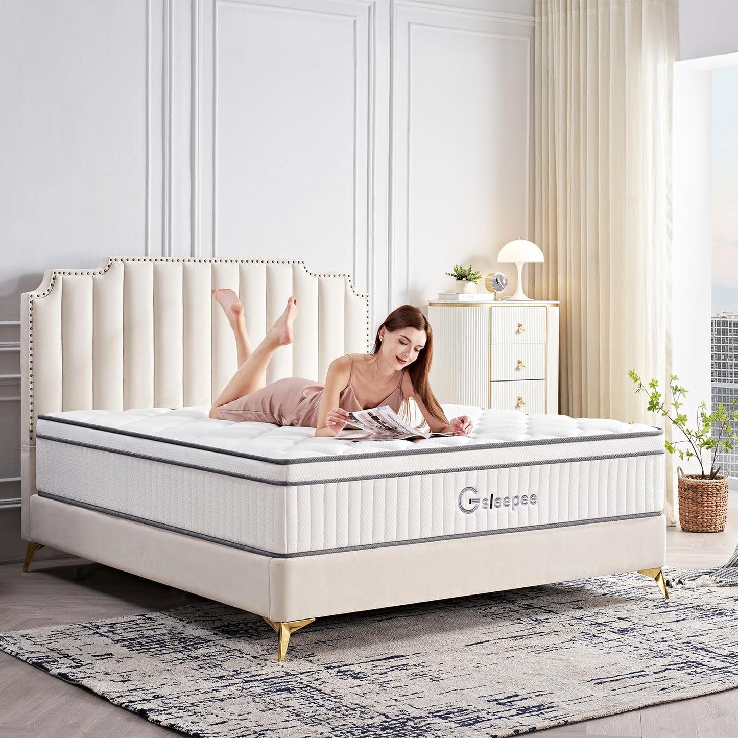 Gsleepee Queen Mattress, 26Cm Thick Queen Size Mattress in a Box, Gel Memory Foam Hybrid Matress for Motion Isolation, Soft and Comfortable, Pressure Relief, Medium Firm Support