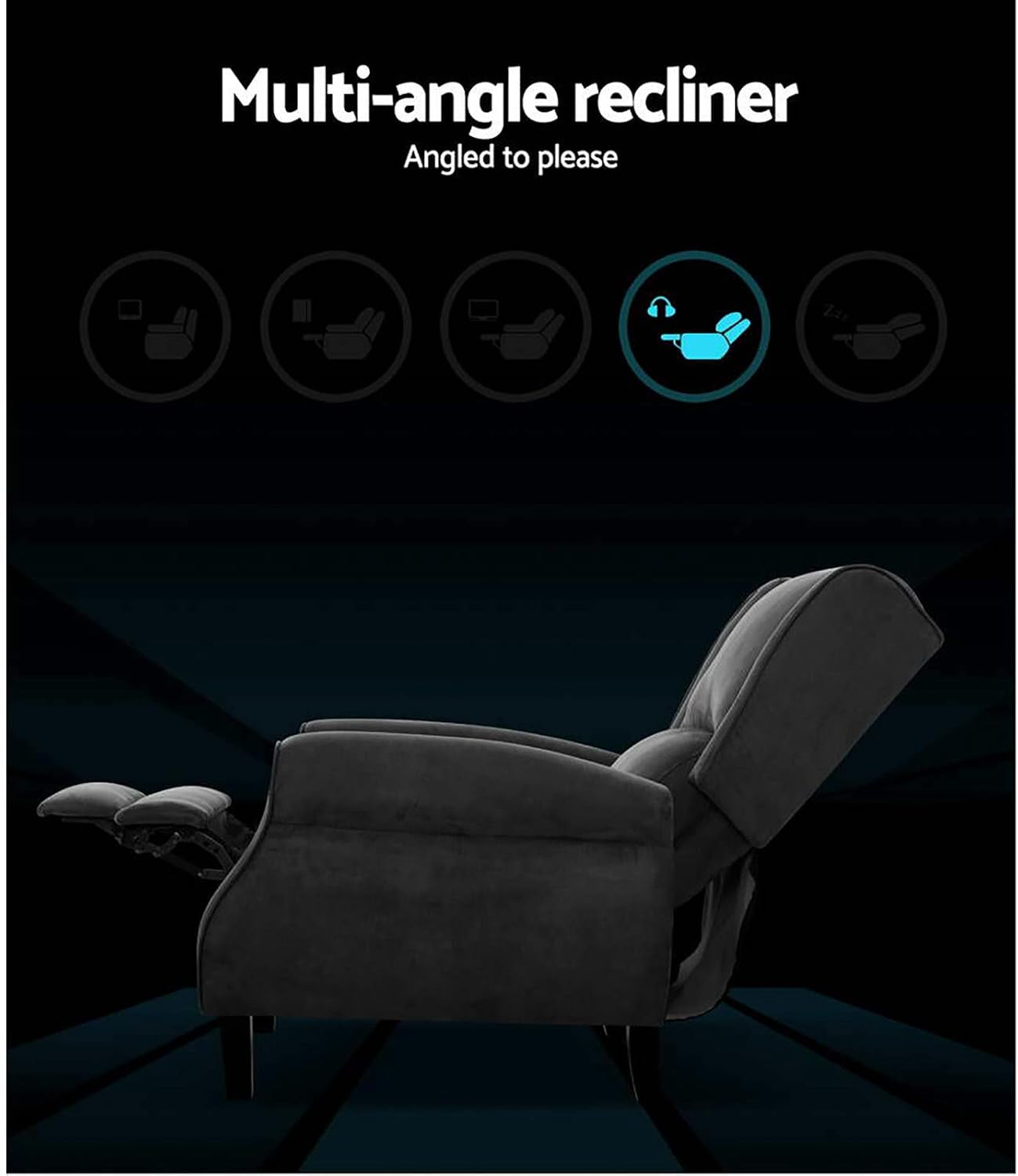 Recliner Chair Charcoal Fabric Lounge Sofa Armchair,Adjustable Backrest Footrest Nursing Feeding
