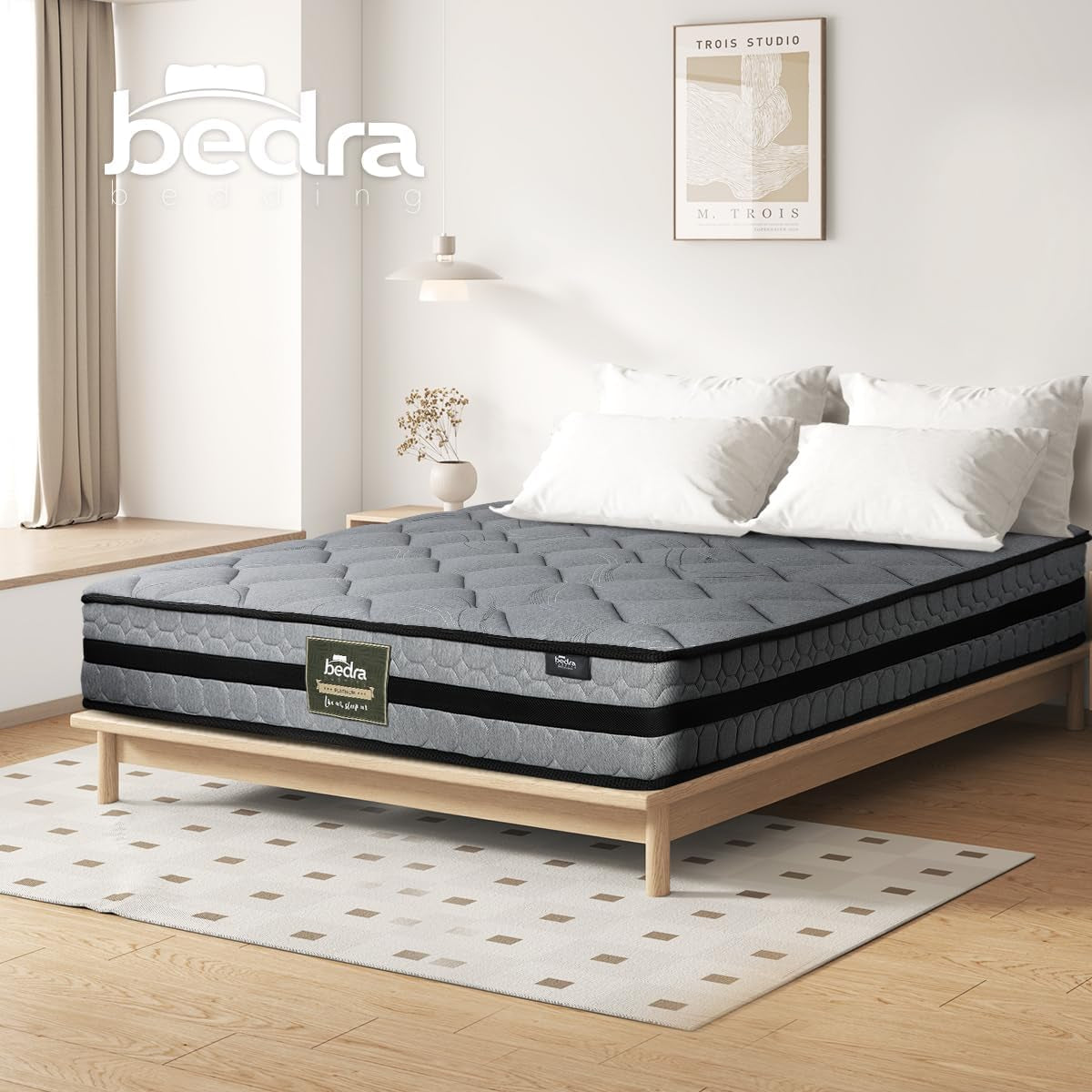 Bedra Bedding King Size Mattress King Bed Mattress Pocket Springs System 3D Mesh Fabric Firm Foam 22Cm 7 Zone,7-Layer Structure