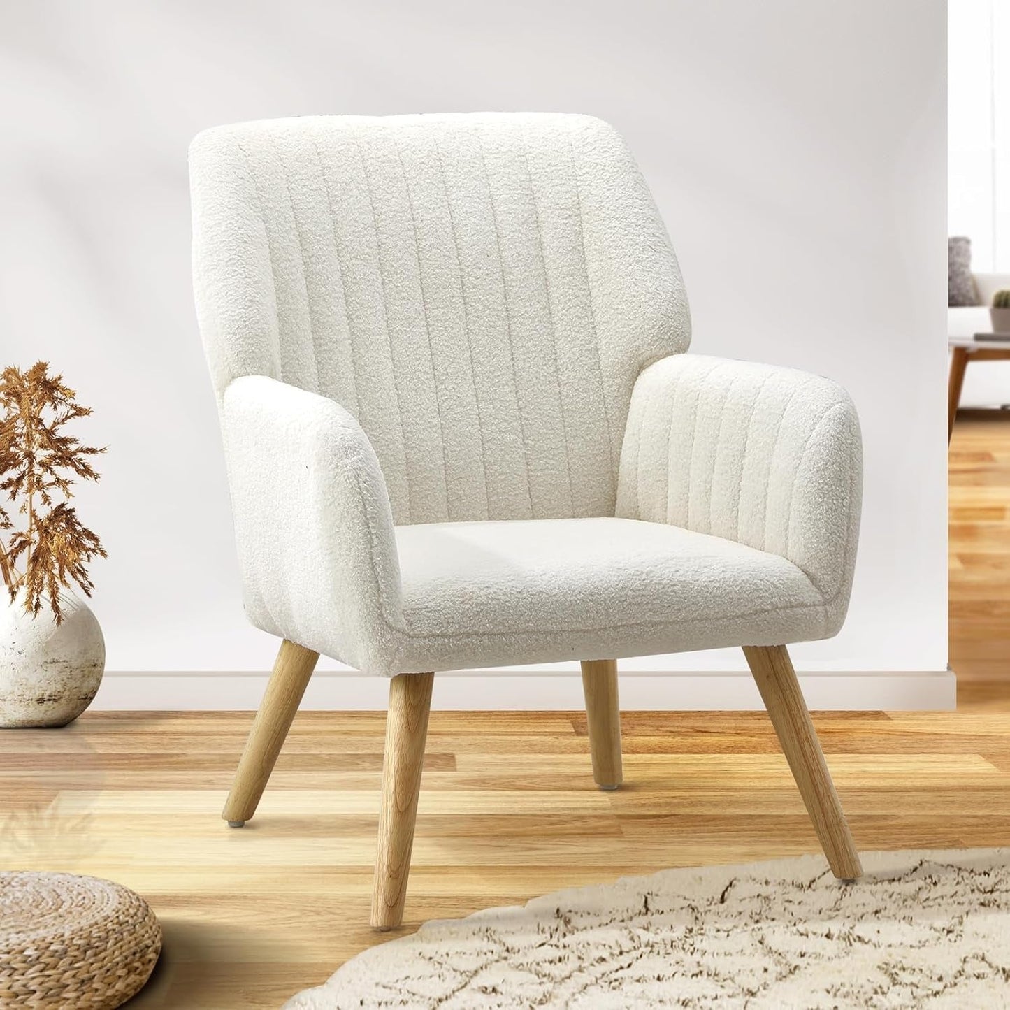 Oikiture Armchair Accent Lounge Chairs Stoolseating Soft Home Office Furniture Stools for Dining Living Room or Bedroom Fabric Upholstered, Blue