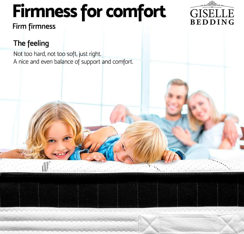 Giselle Bedding King Mattress Bed Foam Mattresses 30Cm Thickness, with 5-Zone Pocket Spring System and Breathable Euro Top, 5Yrs Warranty, Medium Firm, White with Vacuum Packed
