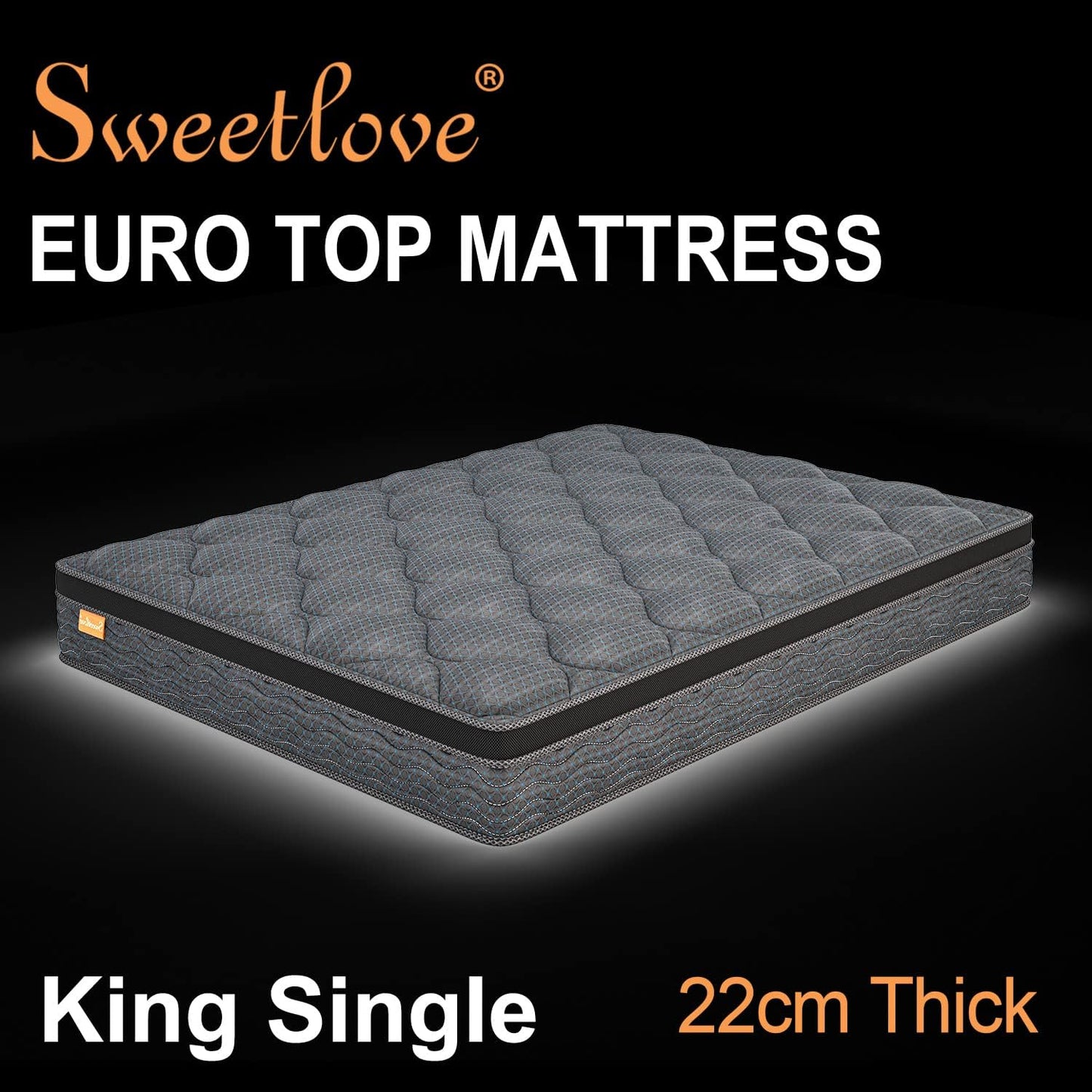 Sweetlove King Single Mattress | Innerspring Hybrid Mattress | High Density Foam Comfort Euro Top with 3D Air Mesh Pain Relief Mattress