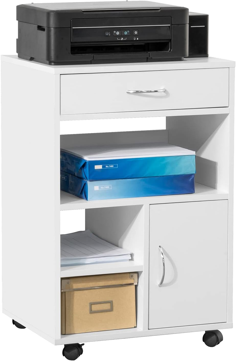 Sobuy Home Office Trolley File Storage Cabinet Printer Stand on Wheels FBT105-W
