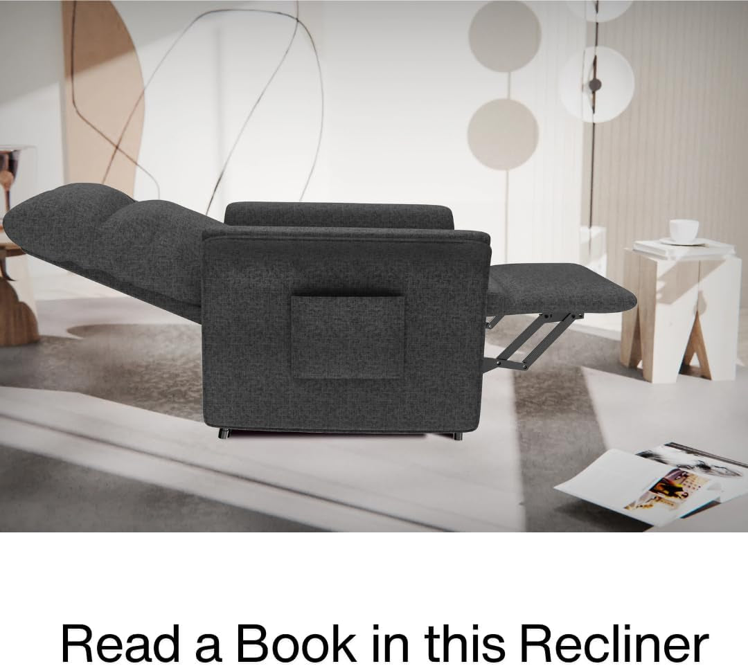 SBS Recliner Chair - Single Seater Floor Sofa Oversized Textile Recliner Sofa for Adults, Recling Chiar, Perfect Small Recliner for Small Spaces, Watching Moving, Reading Book for Home, or Theater