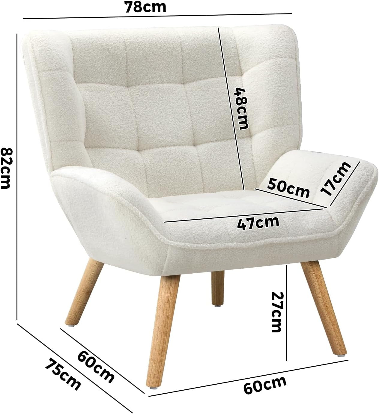 Sherpa Armchair Home Accent Chair for Living Room