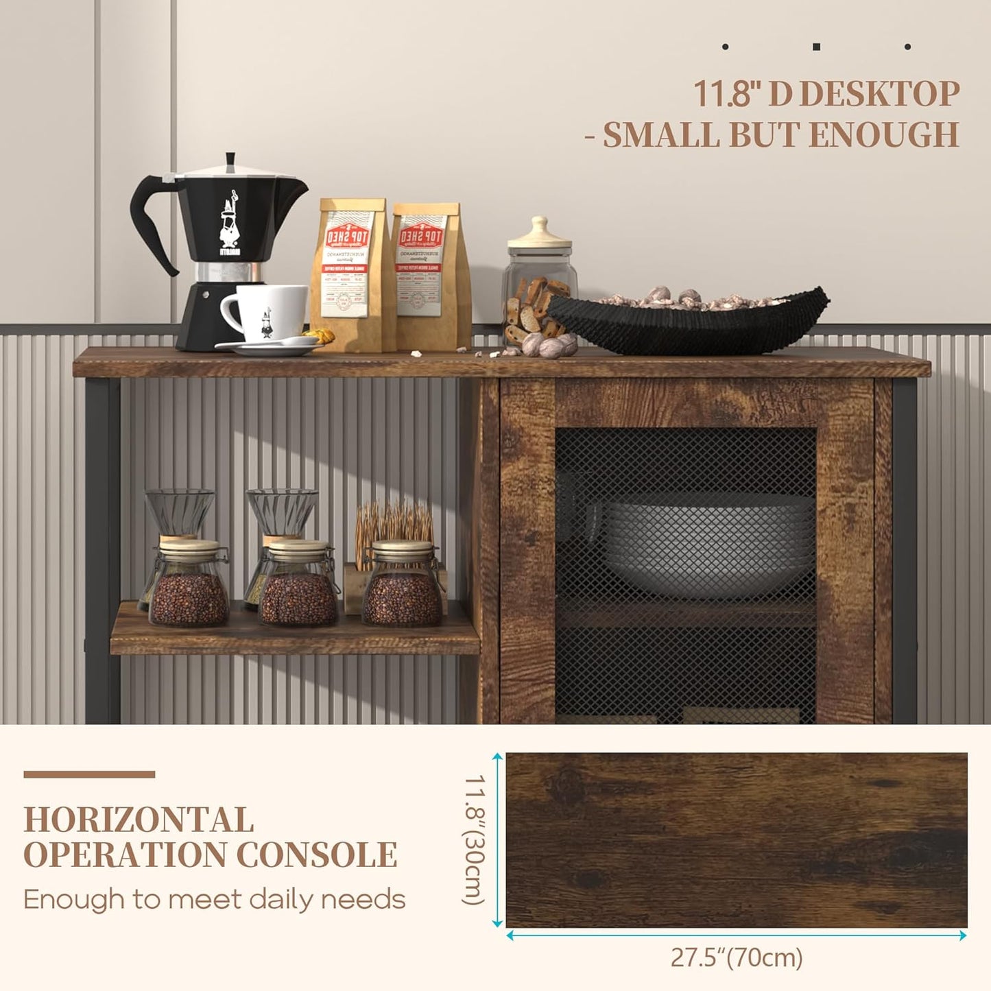 Mini Coffee Bar Cabinet with Storage, 27.5'' Small Kitchen Bar Table