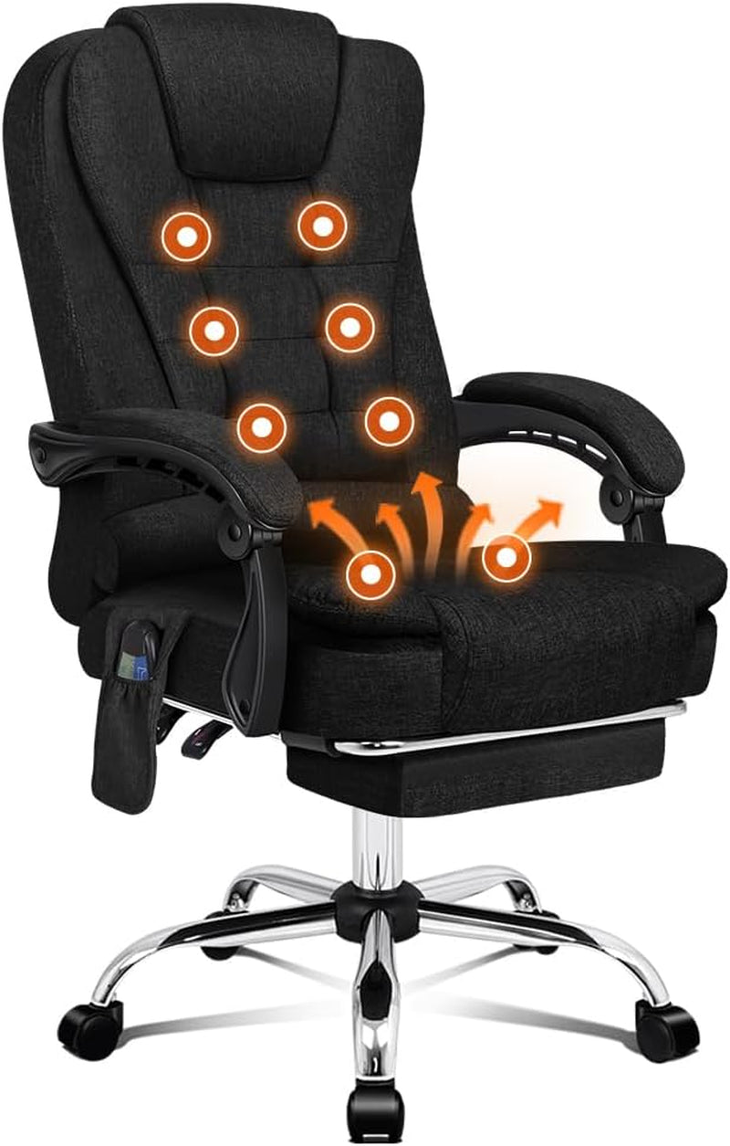 ALFORDSON Ergonomic Office Computer Chair with Footrest, High Back Executive Desk Chair Recliner for Home Office, PU Leather Video Gaming Chair, Earl Black