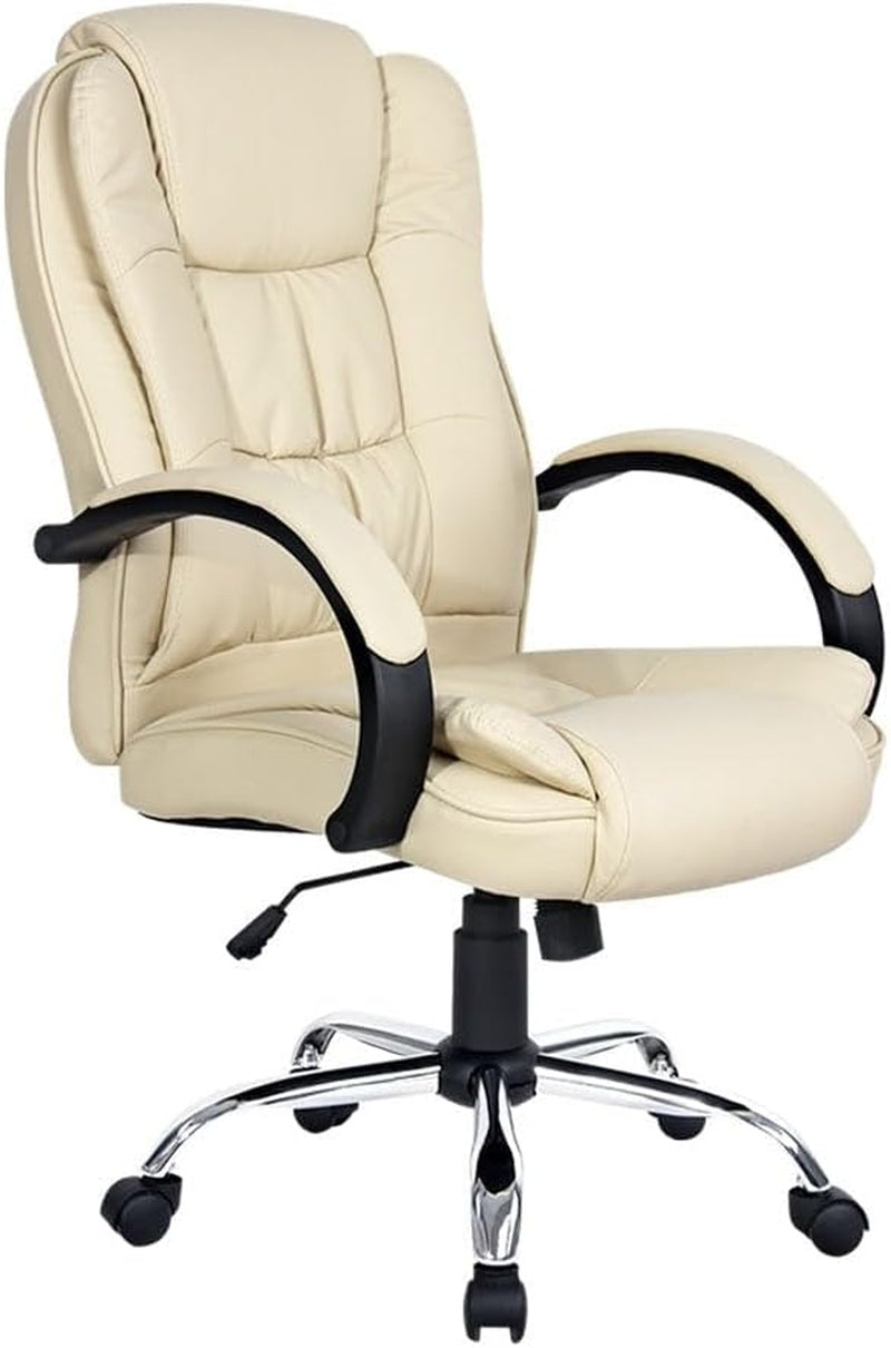 Artiss Gaming Chair Ergonomic Office Chairs Height Adjustable Leather Computer Desk Seat with 120° Recline, High Back and 360°-Swivel Seating Beige for Executive Home