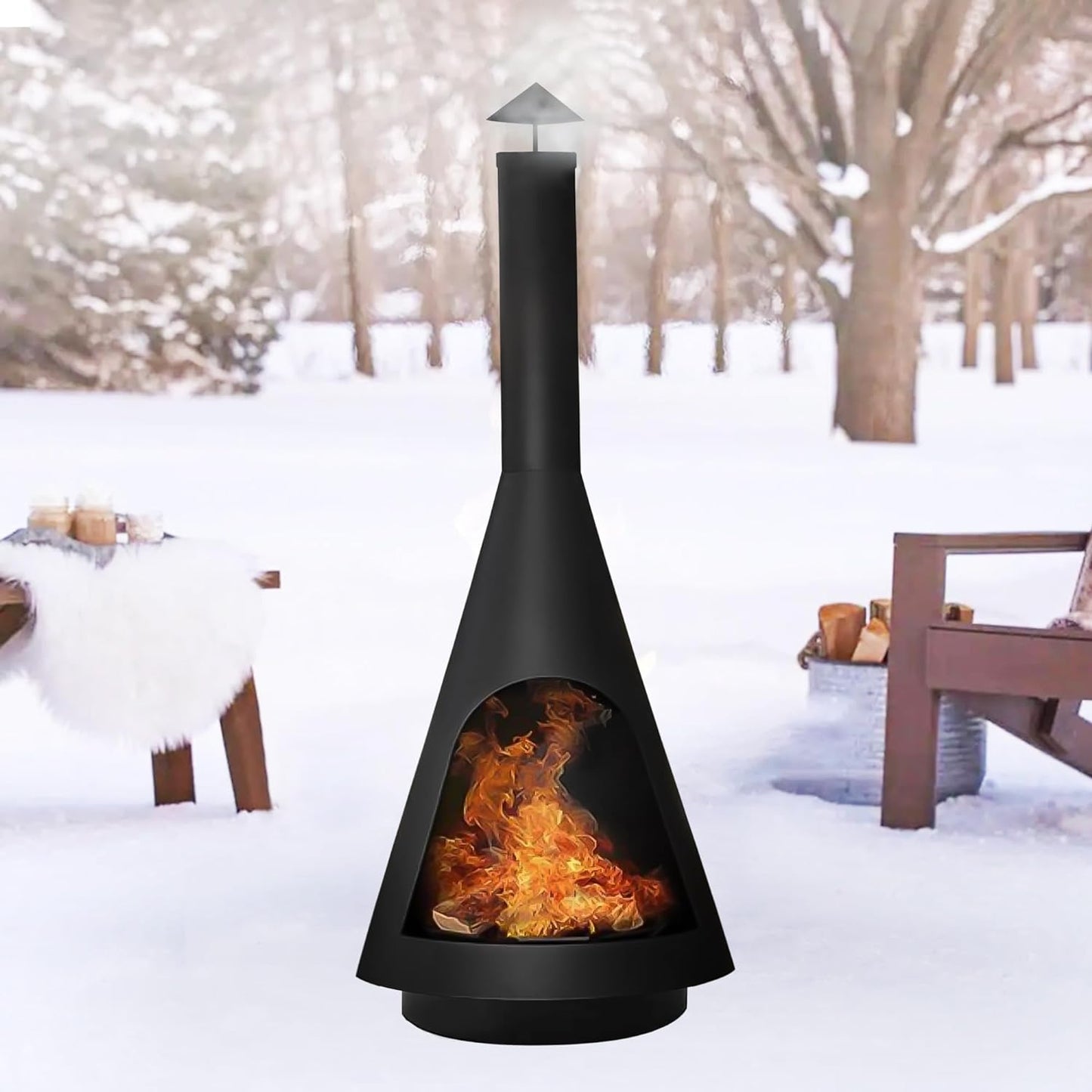 Chimney Fire Pit Patio Heater Outdoor Camping Portable Chiminea Brazier Fireplace 105Cm