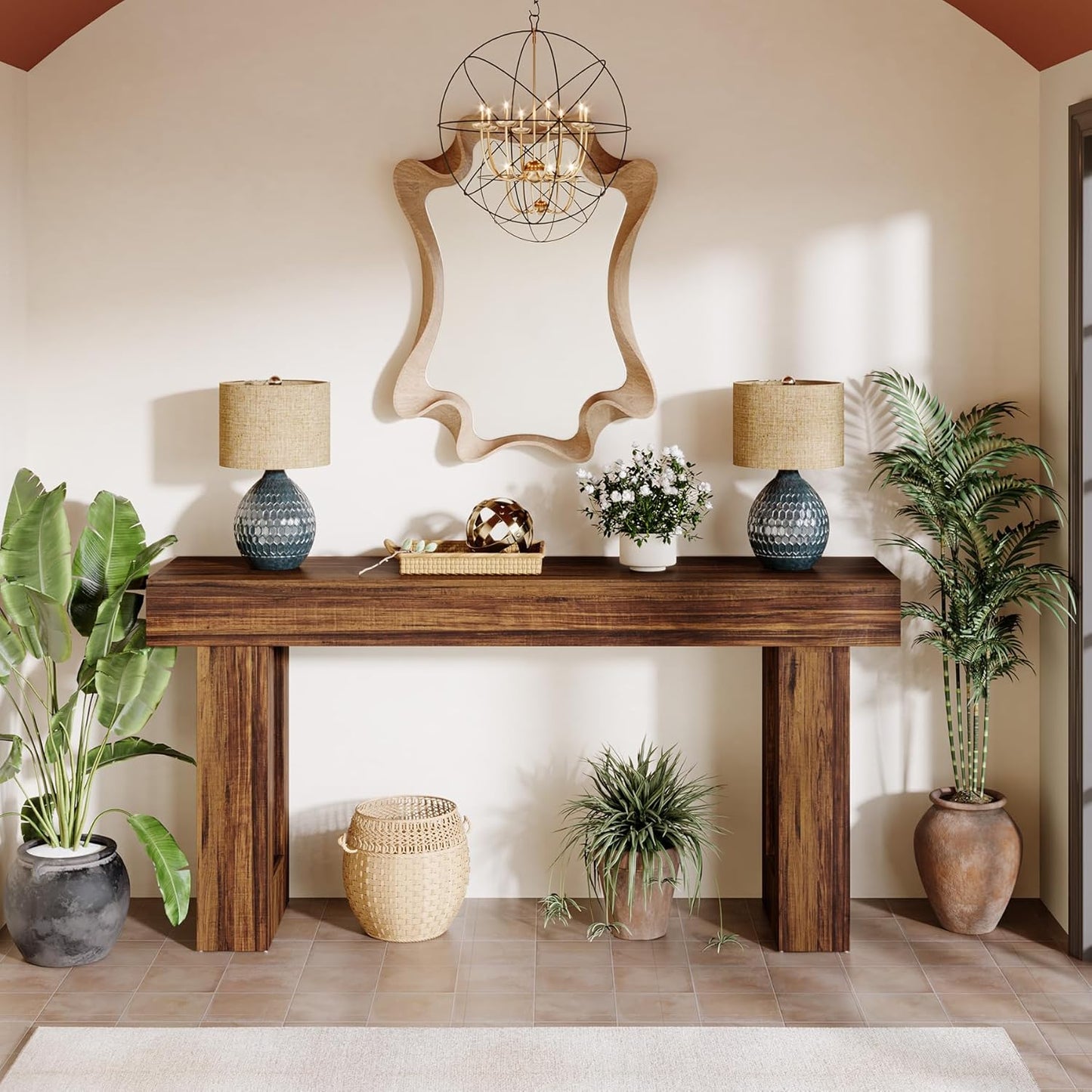 Farmhouse Wooden Table 63-Inch Long