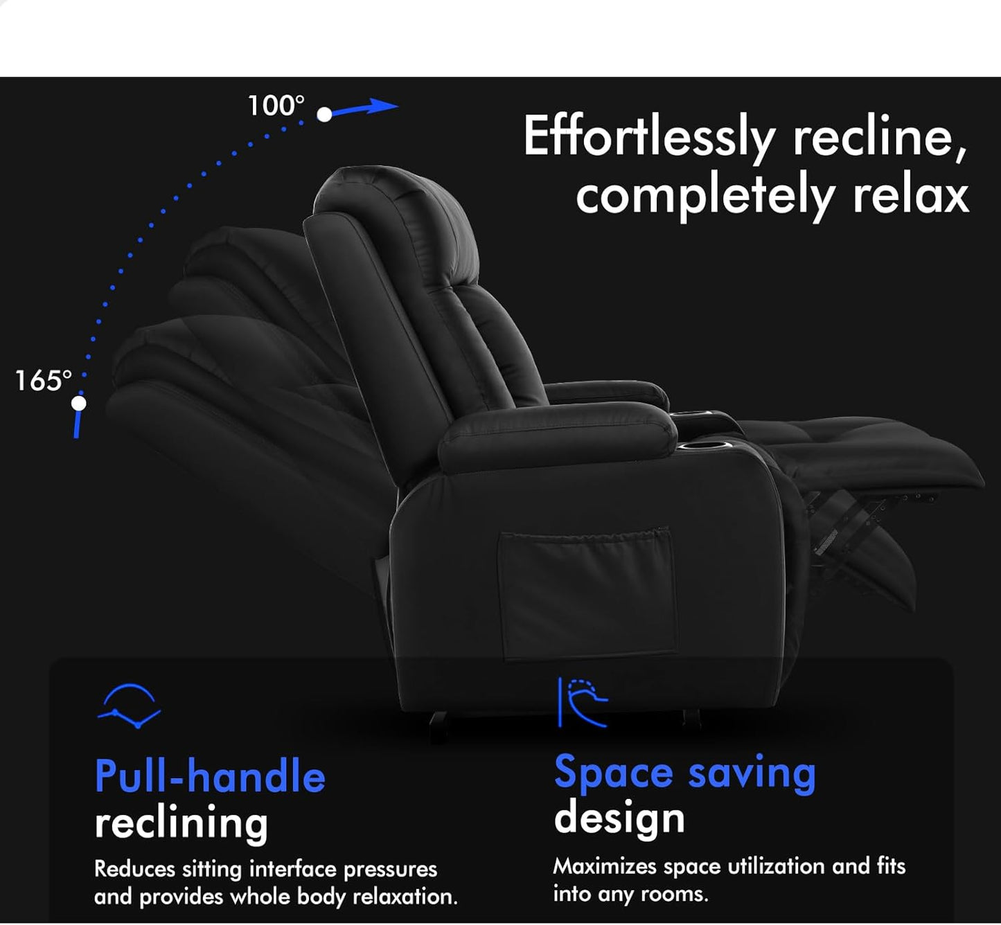 ALFORDSON Electric Recliner Chair, Fully Automatic Lifting and Reclining Lounge Sofa, PU Leather Heated Massage Armchair with Remote Control, Black