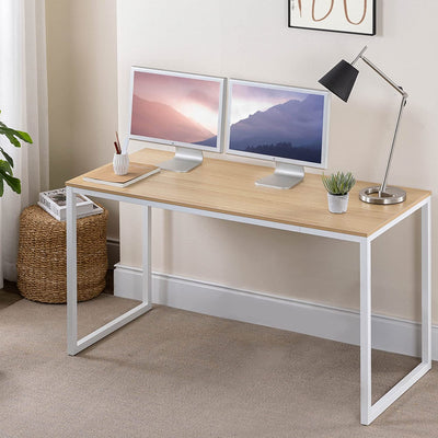 Zinus Soho Office Desk Computer Table | Dining Strong Metal Frame, Quick Assembly - Natural 140Cm