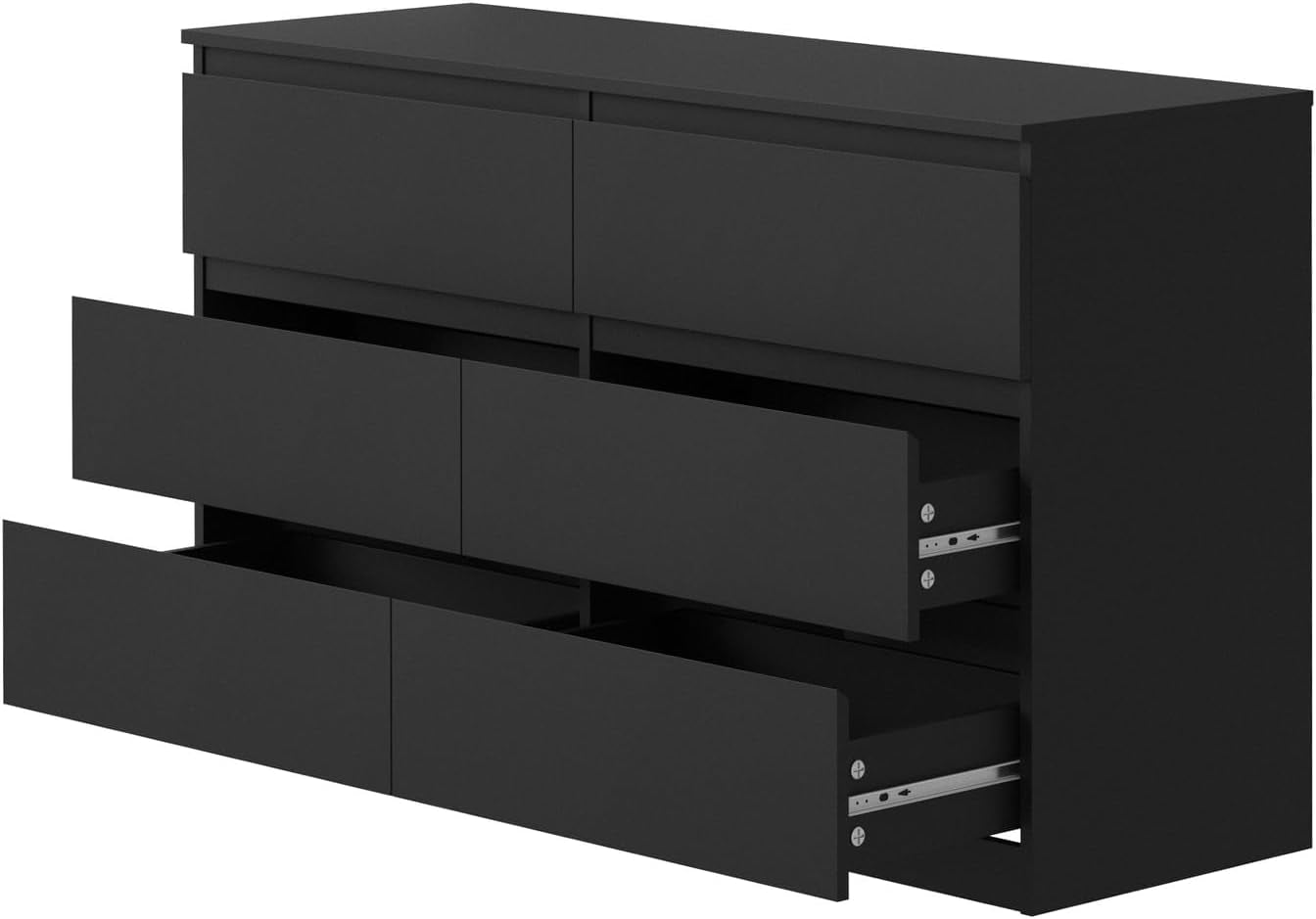 Chest of Drawers with 6 Drawers Bedroom Dresser Black