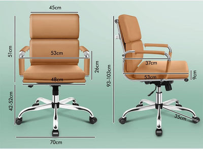 ALFORDSON Office Chair with Height Adjustable SGS Listed Gas Lift, PU Leather Home Ergonomic Desk Chair with Removable Armrest Cover, Padded Computer Chair for Gaming, Max 150Kg(Mid Back Esmae Brown)