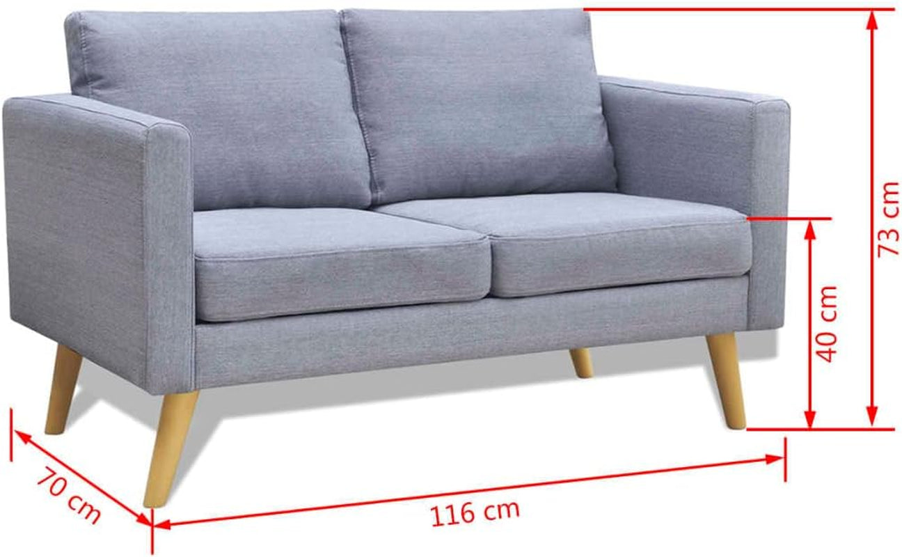 2-Piece Sofa Set - Includes a Two-Seater and a Three-Seater Sofa - Upholstered in Light Grey Fabric - with Sturdy Wooden Frame and Removable, Washable Cushion Covers
