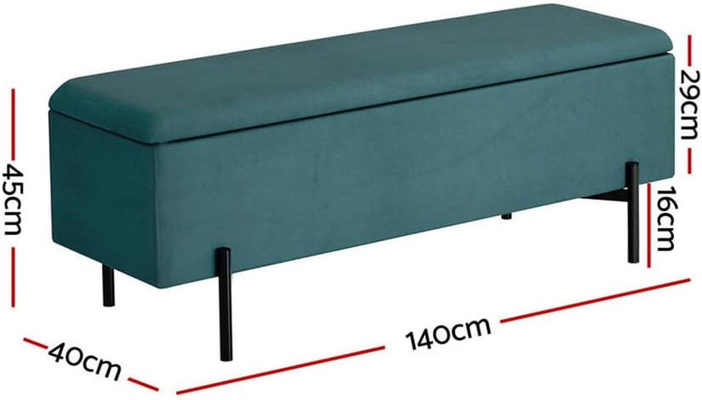 Storage Ottoman Blanket Box Bench 140Cm Large Seat Chest Velvet Green