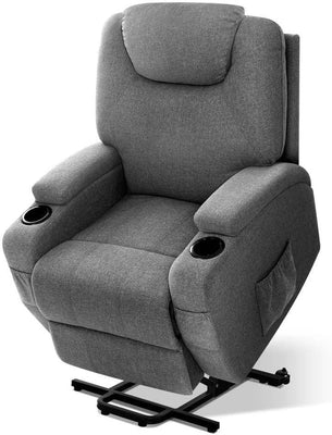 Artiss Massage Chair Grey Fabric Recliner Lounge Sofa Armchair, Home Furniture Health Personal Care, Lift Heated Electric Adjustable Backrest Footrest Rocking Nursing Feeding