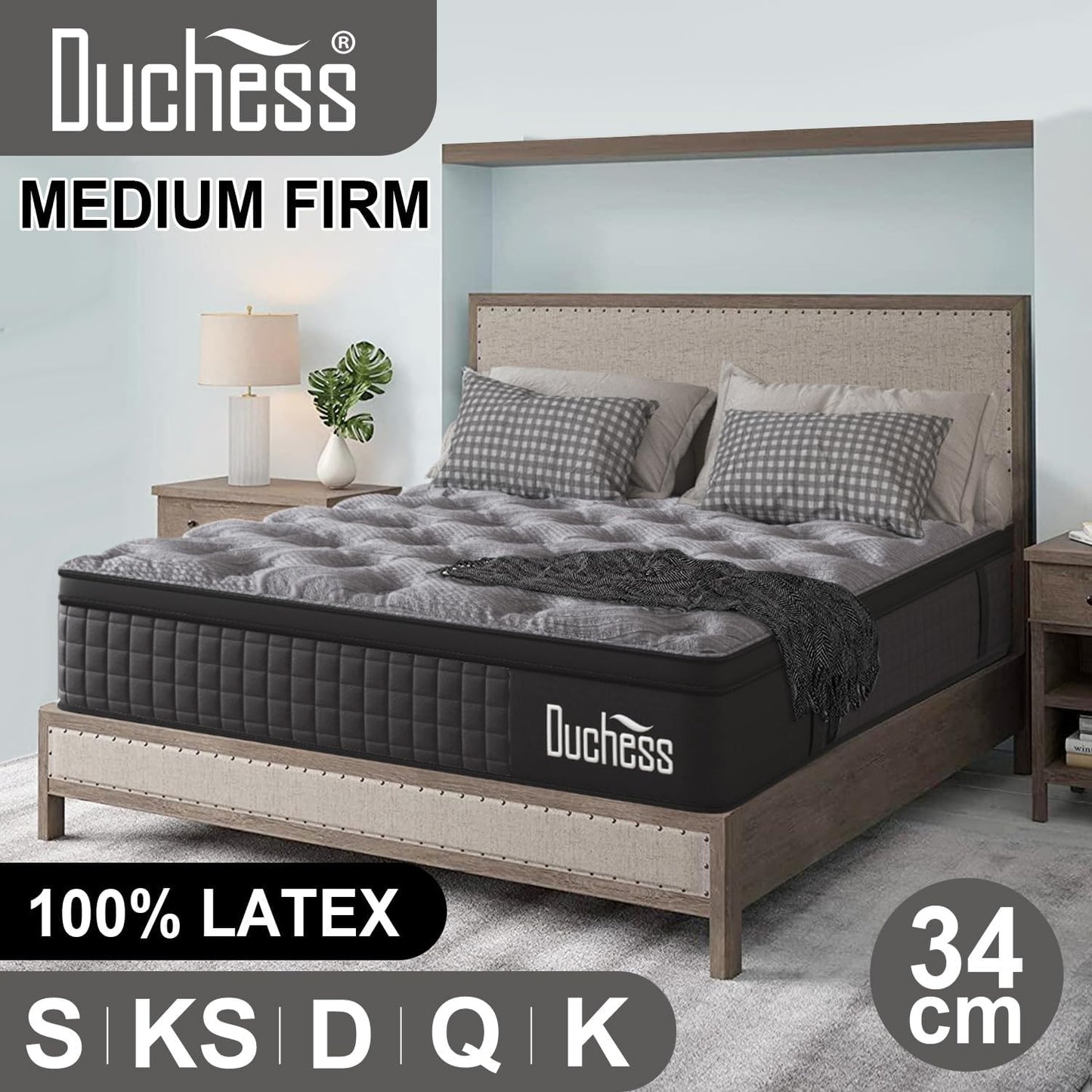 Duchess 34Cm Hybrid Mattress - Mattress Comfortable Memory Foam and Pocket Springs with Pressure Relief Breathable Design Reinforced Edge Support (Ultimate-34Cm, King)