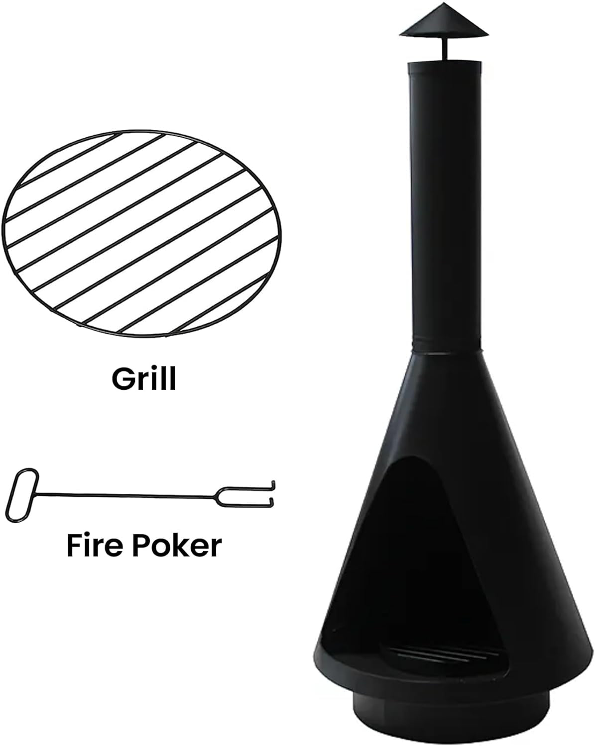 Chimney Fire Pit Patio Heater Outdoor Camping Portable Chiminea Brazier Fireplace 105Cm