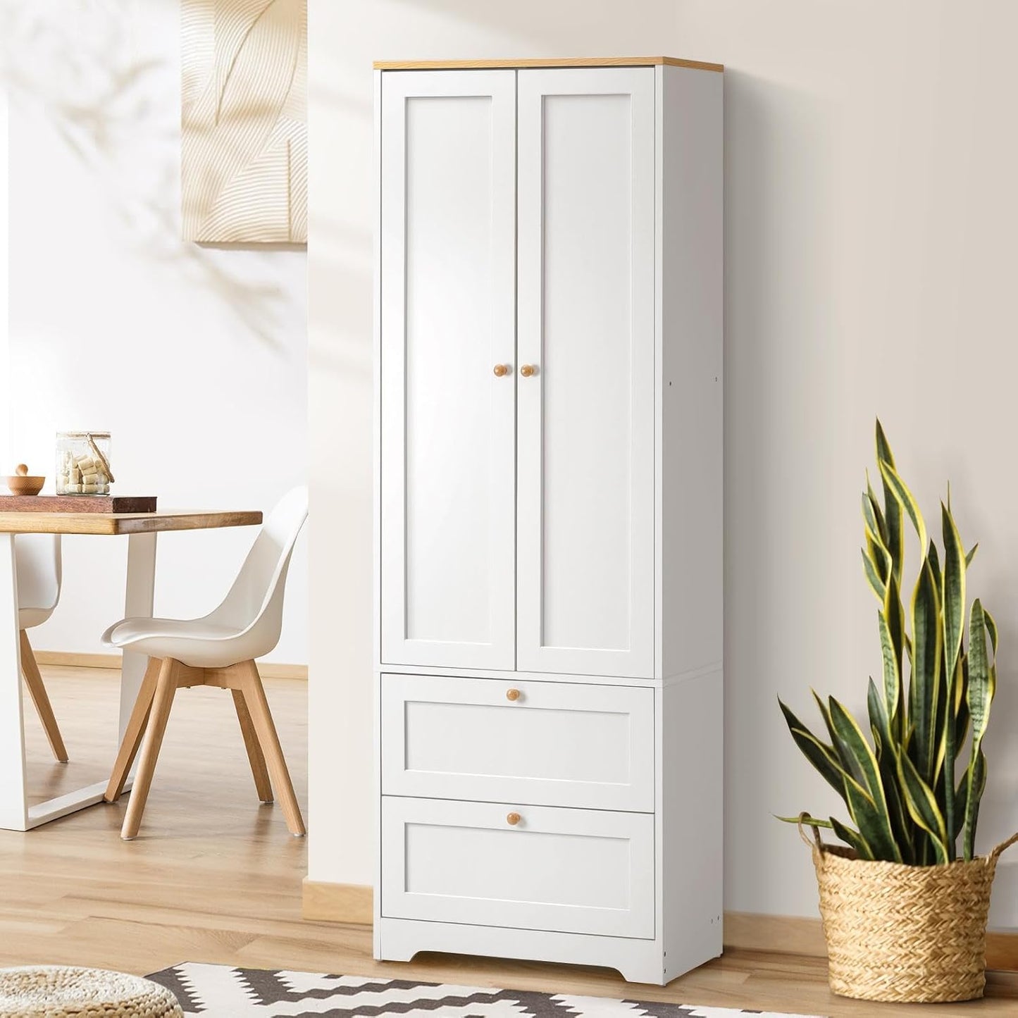 Oikiture Sideboard Bathroom Cabinet with 3 Drawers