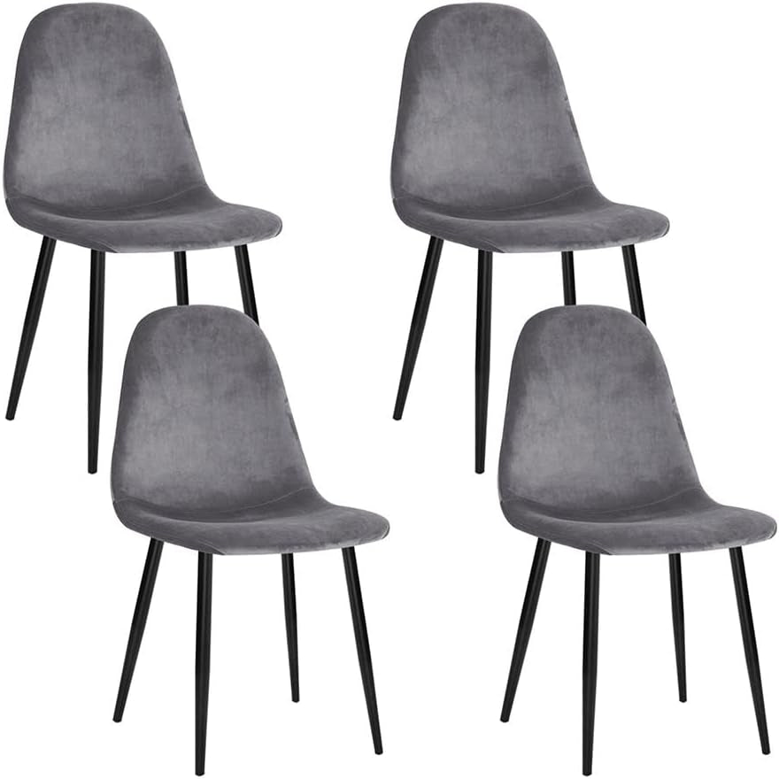 Artiss Dining Chairs Set of 4 Grey Esright Kitchen Chair Nursing Seats Reading Seating Home Living Room Bedroom Cafe Office Furniture, Faux Linen Fabric, in 44Cm Seat Height