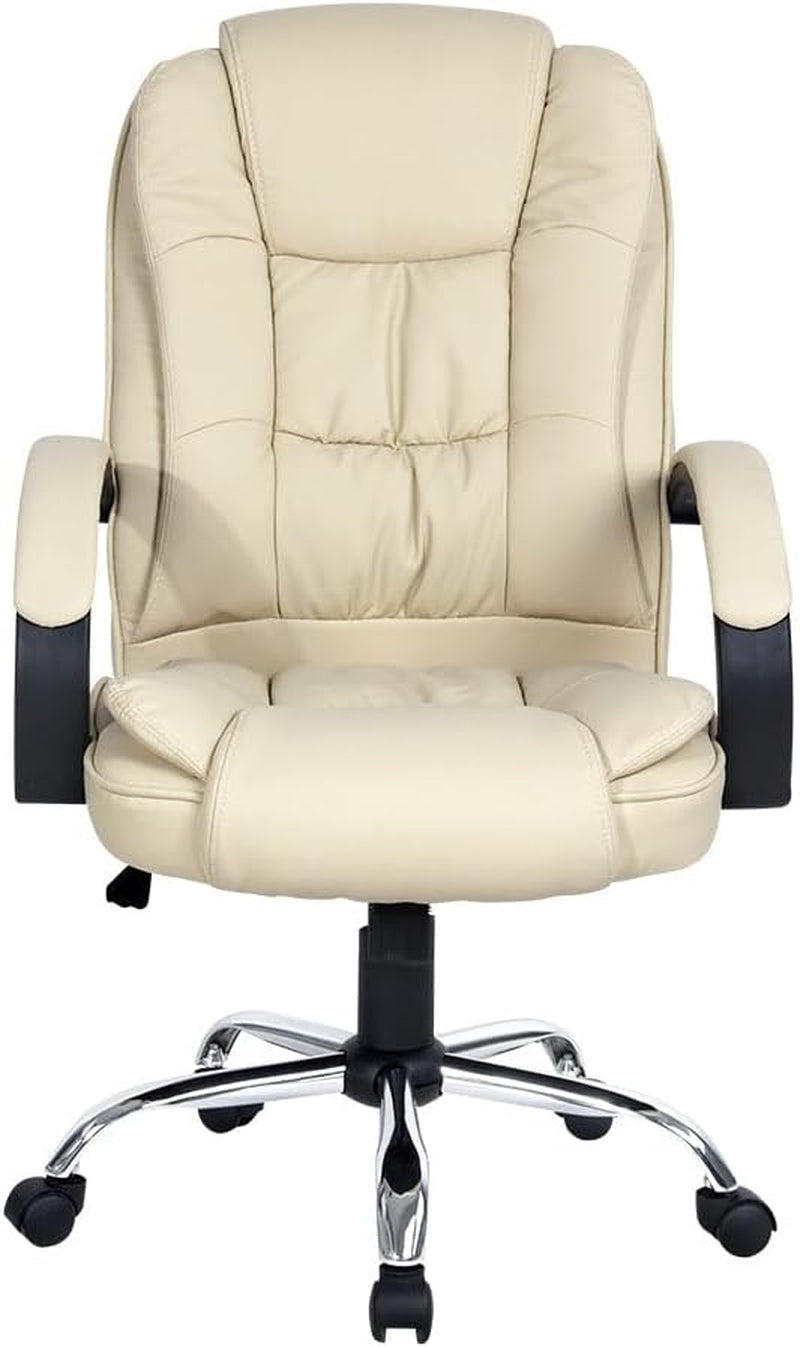 Artiss Gaming Chair Ergonomic Office Chairs Height Adjustable Leather Computer Desk Seat with 120° Recline, High Back and 360°-Swivel Seating Beige for Executive Home