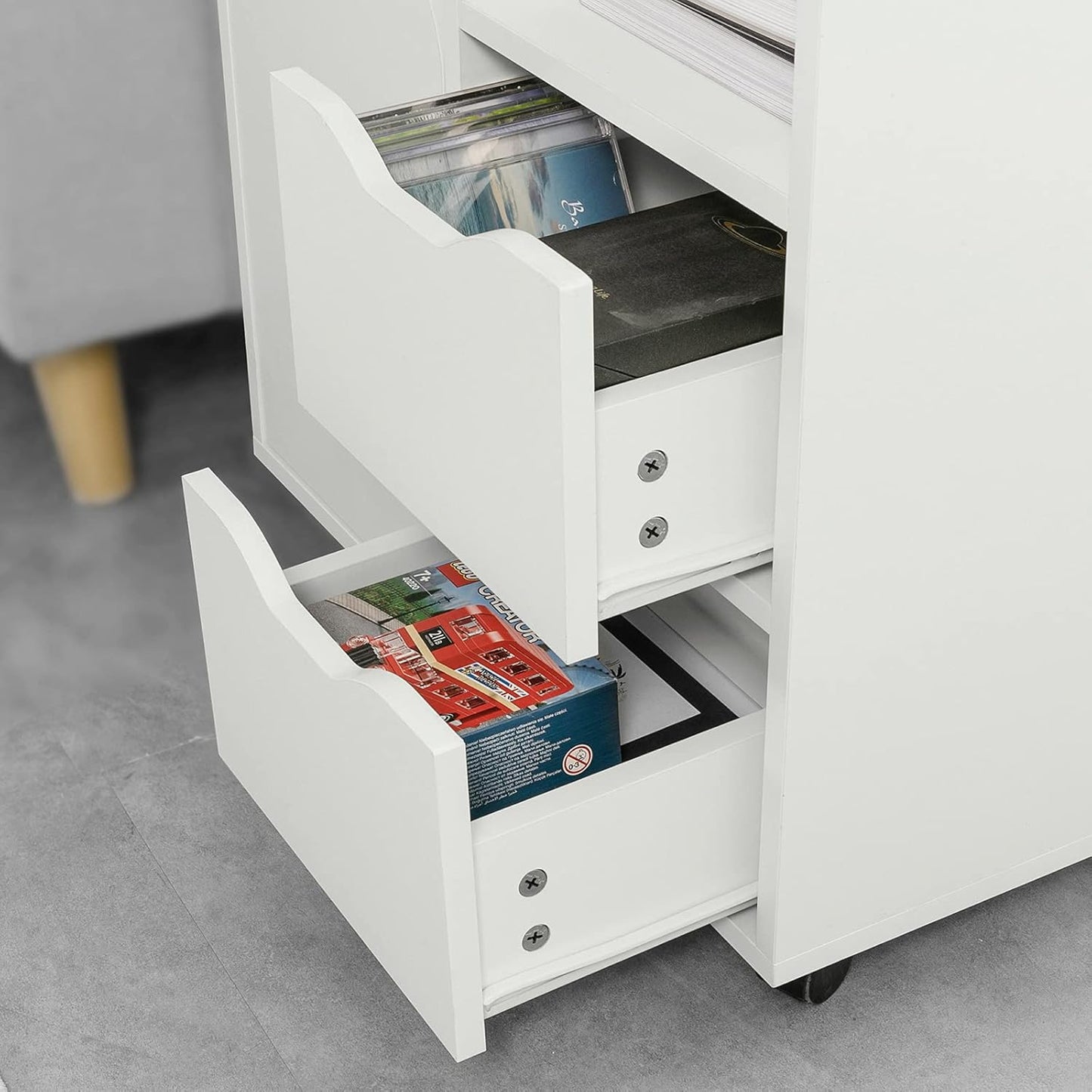 Sobuy Home Office Trolley File Storage Cabinet Printer Stand on Wheels FBT105-W