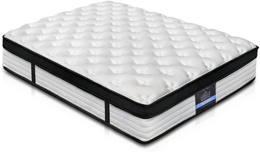 King Size Bed Foam Mattresses 31Cm Thickness, with 5-Zone Pocket Spring System and Breathable Euro Top, 5Yrs Warranty, Medium Firm, White + Black with Vacuum Packed