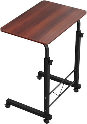 Artiss Laptop Table, Small Stand Desk Desktop Computer Standing Study Desks Bed Side Tables Home Office Travel Studio Furniture, Portable Wooden 360° Rotating Lockable Caster Wheels Dark Wood