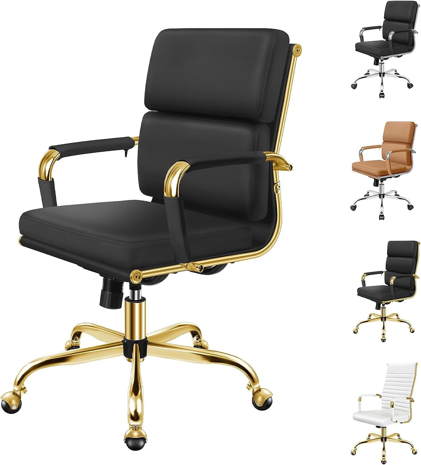 ALFORDSON Office Chair with Height Adjustable SGS Listed Gas Lift, PU Leather Home Ergonomic Desk Chair with Removable Armrest Cover, Padded Computer Chair for Gaming, Max 150Kg(Mid Back Esmae Brown)