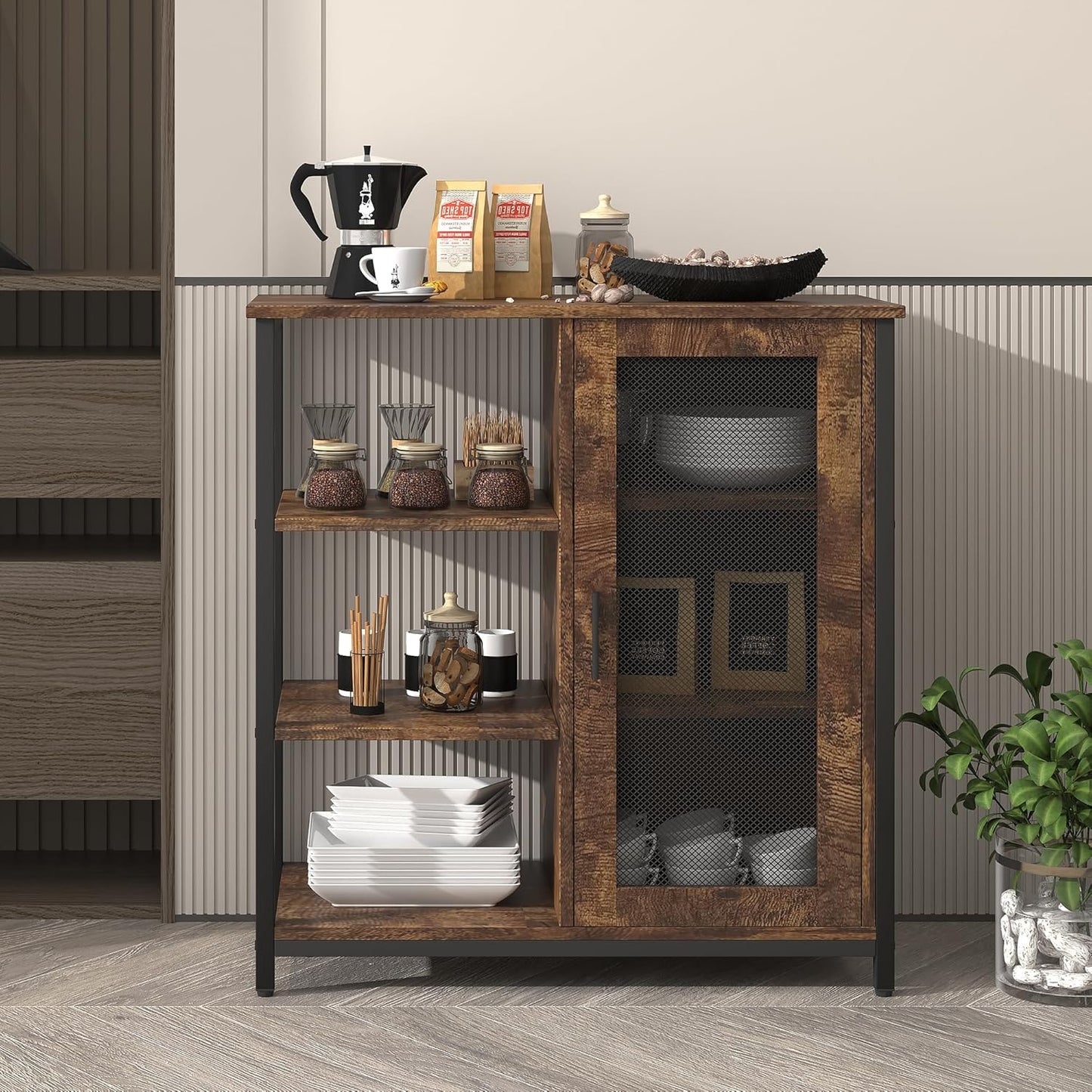 Mini Coffee Bar Cabinet with Storage, 27.5'' Small Kitchen Bar Table