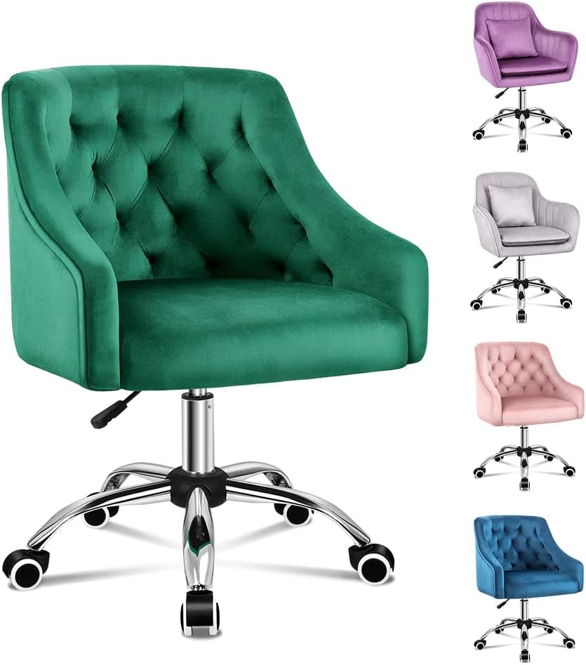 ALFORDSON Velvet Office Chair Swivel Fabric Armchair Computer Desk Chair Modern Home Office Chair Height Adjustable Mid-Back Task Chair for Kids Adult Study Work, Living Room, Bedroom (Orla Purple)
