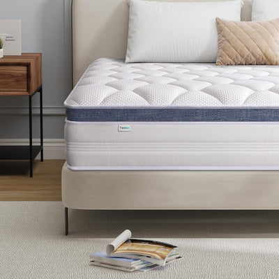 30Cm Thickness Double Mattress,Twolike Firm Foam Topper Innerspring Spring System, with 5-Zone Pocket Spring System and Breathable, Mattress in a Box