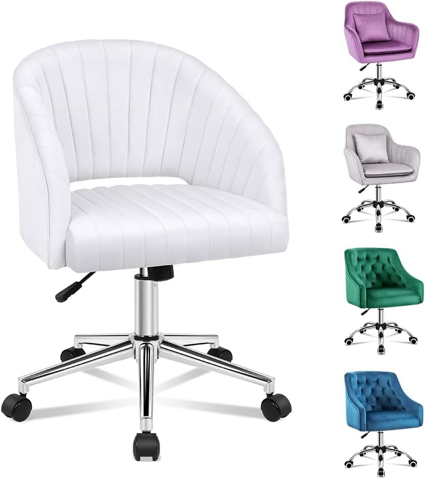 ALFORDSON Velvet Office Chair Swivel Fabric Armchair Computer Desk Chair Modern Home Office Chair Height Adjustable Mid-Back Task Chair for Kids Adult Study Work, Living Room, Bedroom (Orla Purple)