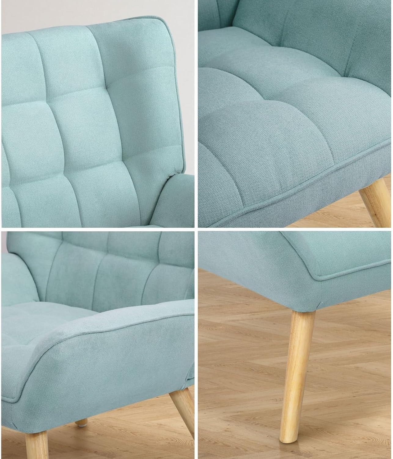 Oikiture Armchair Accent Lounge Chairs Stoolseating Soft Home Office Furniture Stools for Dining Living Room or Bedroom Fabric Upholstered, Blue